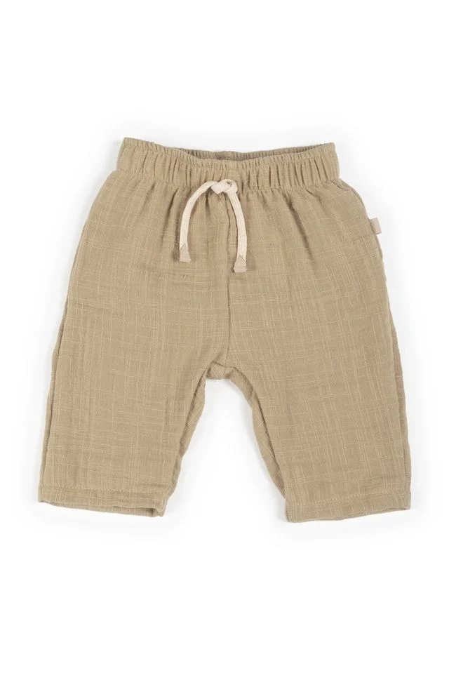 Pants lino look, bimbo, MUSTARD, con elastico in vita, Bamboom