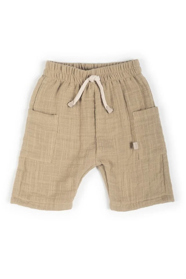 Shorts lino look, bimbo, con tasche, MUSTARD, con elastico in vita, Bamboom