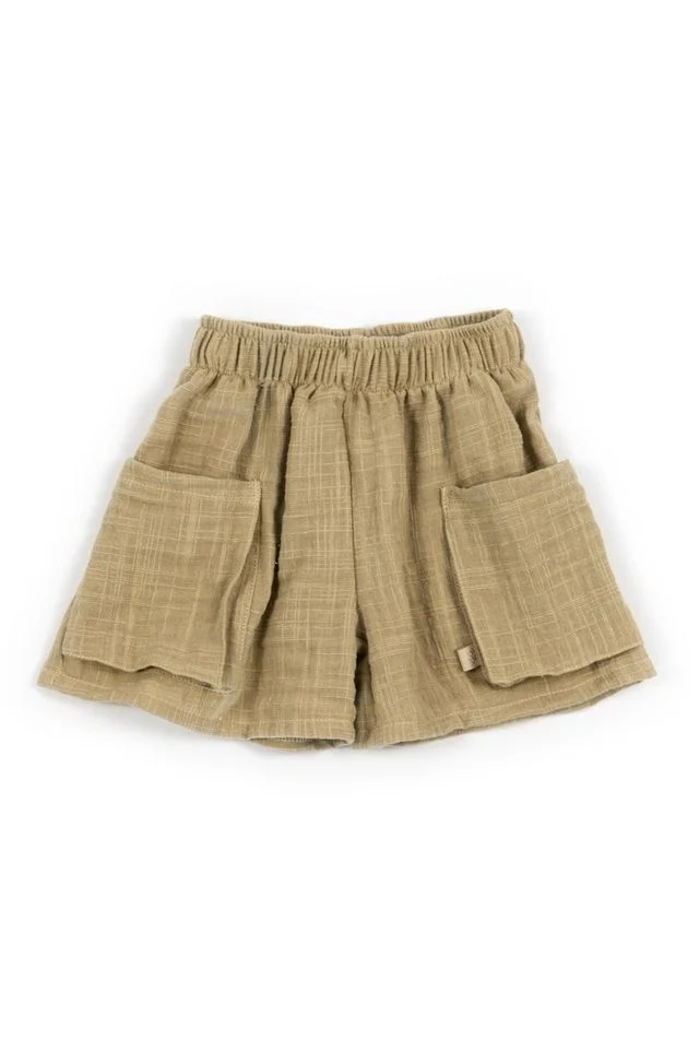 Short bimba con tasche, MUSTARD, con elastico in vita, Bamboom