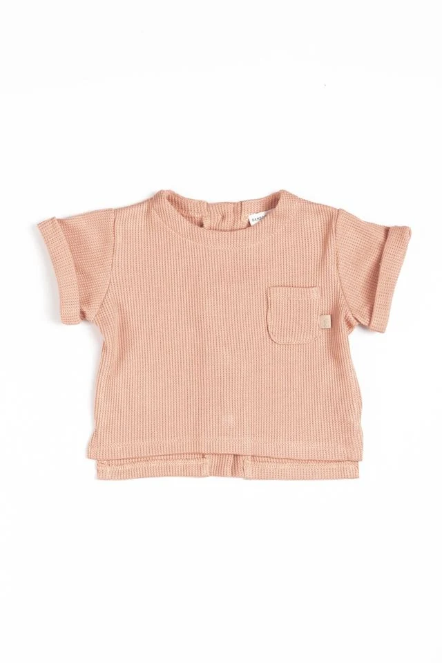 Shirt apertura dietro con bottoni, CORAL, con taschino e maniche corte, in fibra di bambù e cotone, Bamboom