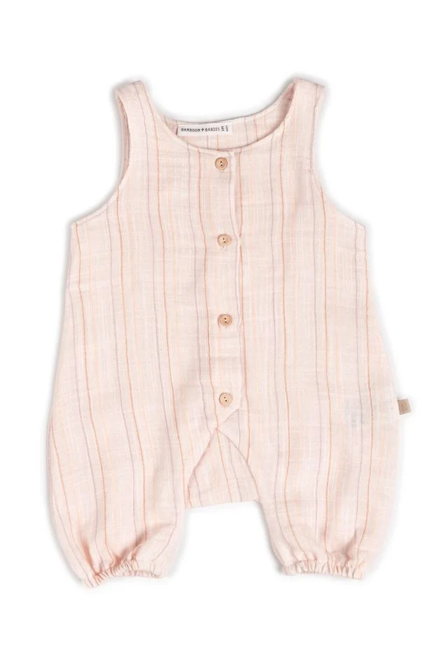 Pagliaccetto rosa a righe STRIPE PINK, 100% Cotone, Bamboom