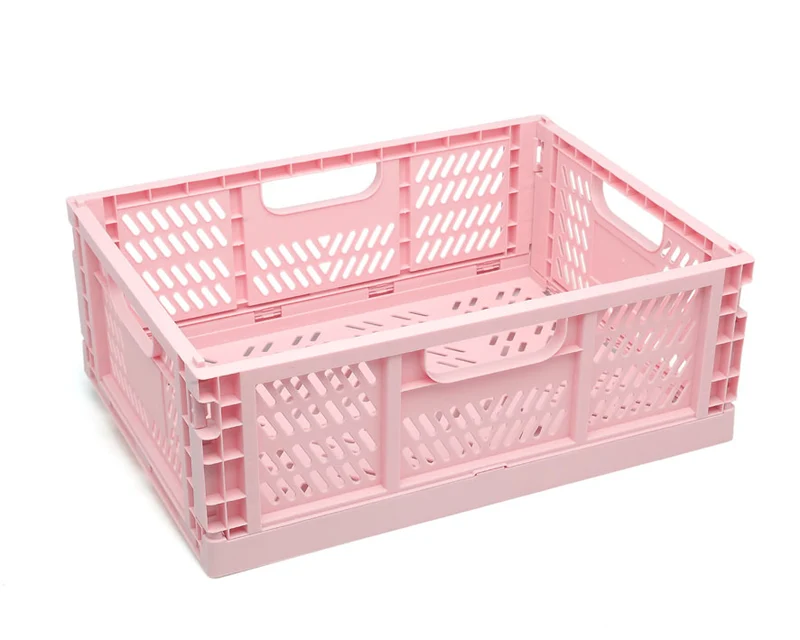 Scatola pieghevole di plastica, rosa, verde salvia o azzurra, 40x30x15 cm, Kiokids
