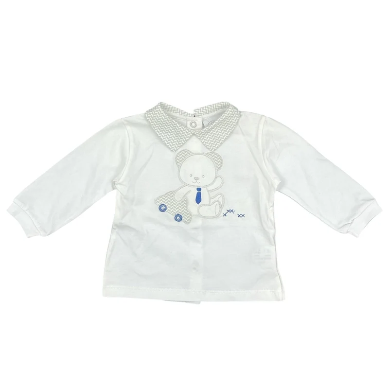 Maglietta in Cotone con Ricamo Orsetto Chic by Pastello