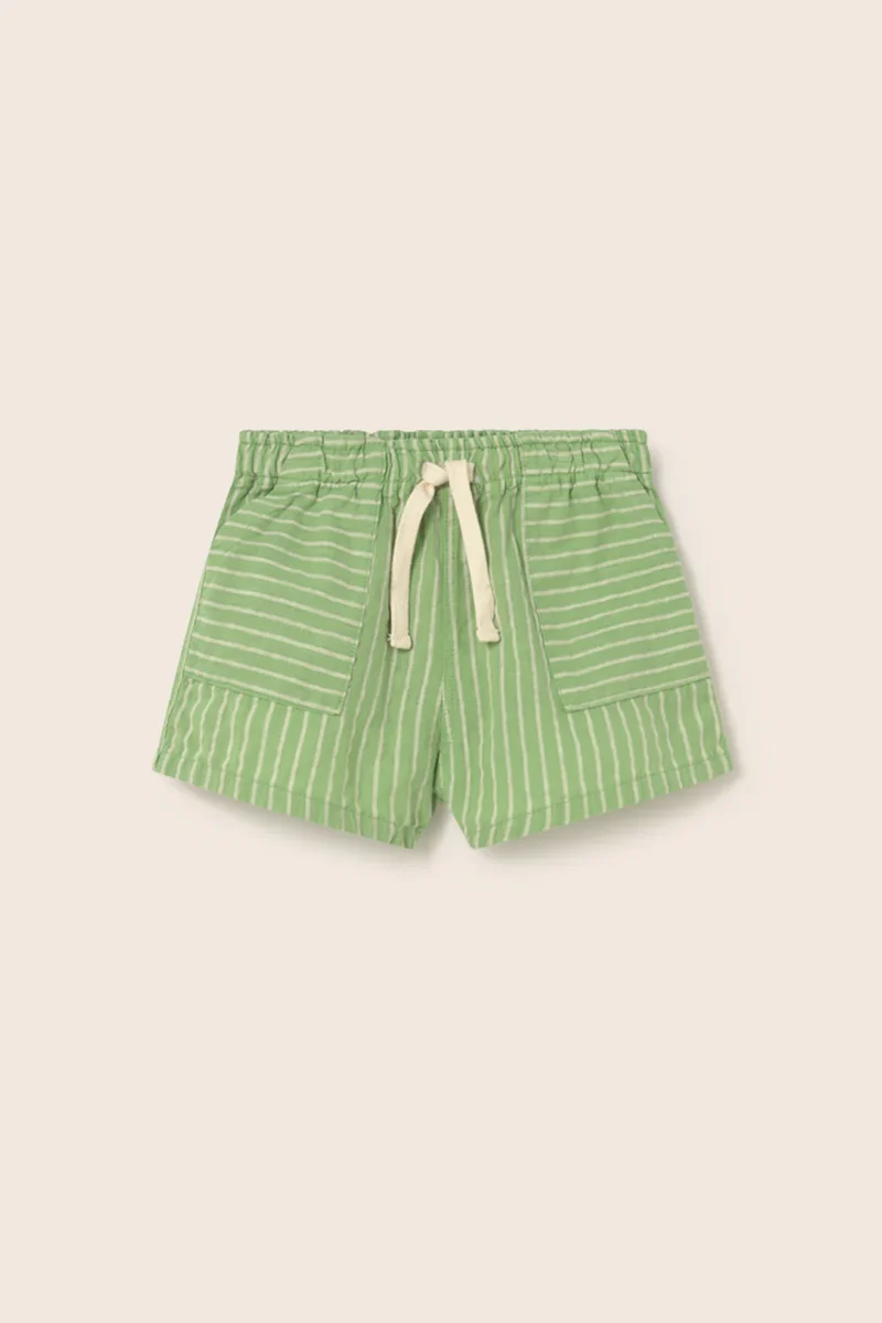 Pantaloncino CIRO 100% cotone verde mela a righe, Cozmo