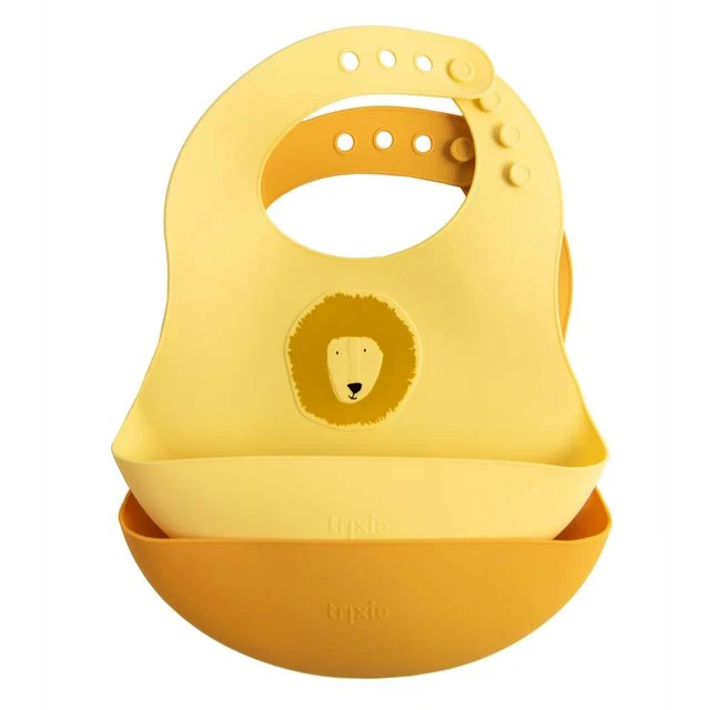 Set bavaglini in silicone, 2 pezzi, giallo fantasia leone, Trixie