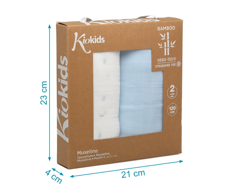 Mussoline in bambù e cotone, Set 2 pezzi, Kiokids