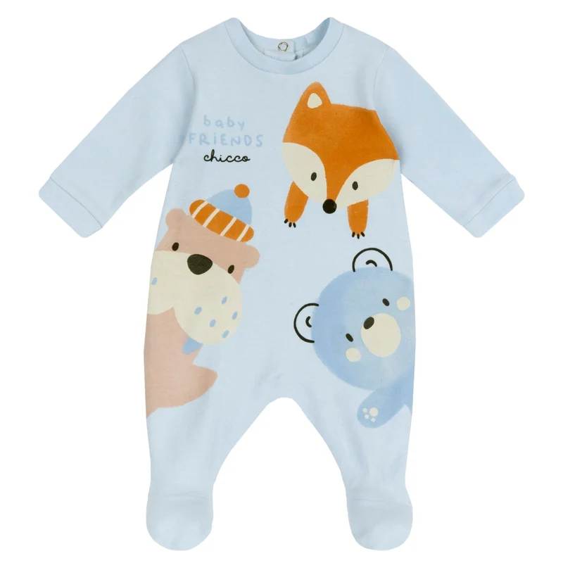 Tutina in Jersey Invernale Aperta Dietro Tema Animali, Chicco