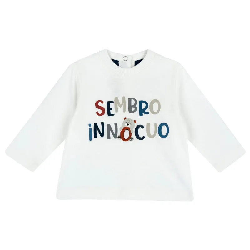 Maglia in Caldo Cotone a Manica Lunga con Frase, Chicco