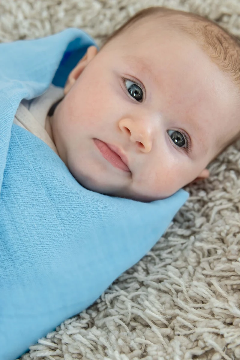 SOFT TOUCH 120x120 Newborn muslin cloths - Blue