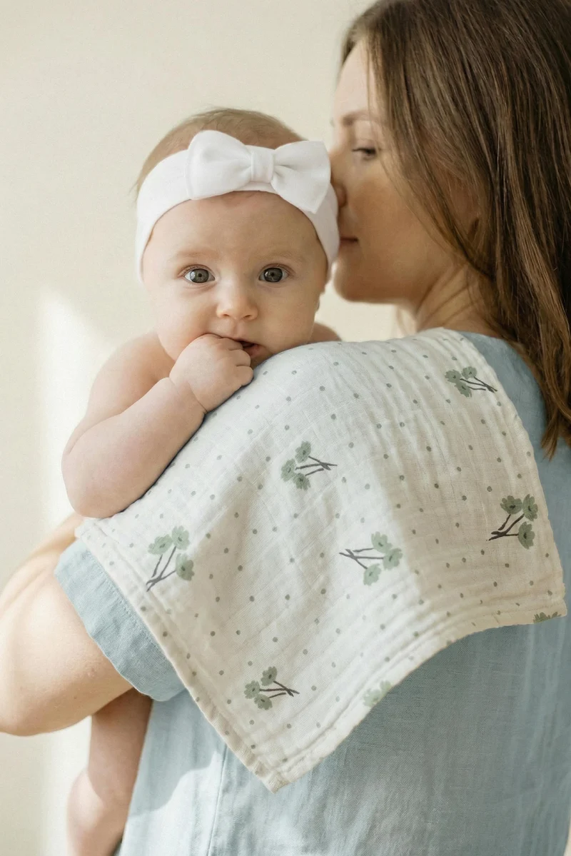 SOFT TOUCH 30X30 Newborn muslin cloths - Blossom Green