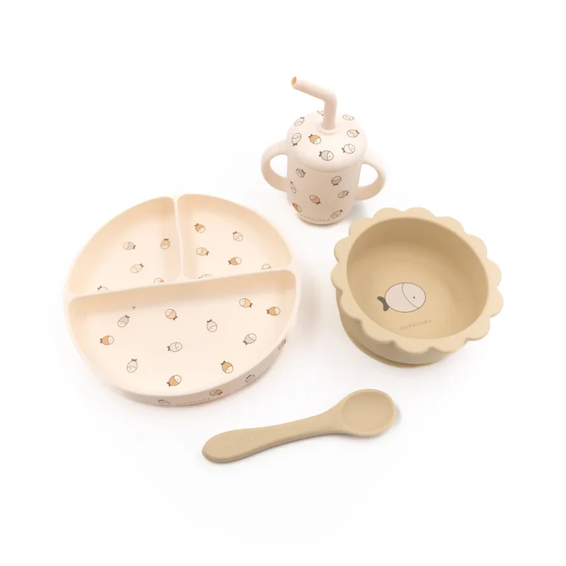 Set Pappa Bimbo in Silicone Bamboom (piatto, scodella, cucchiaio, bicchiere)