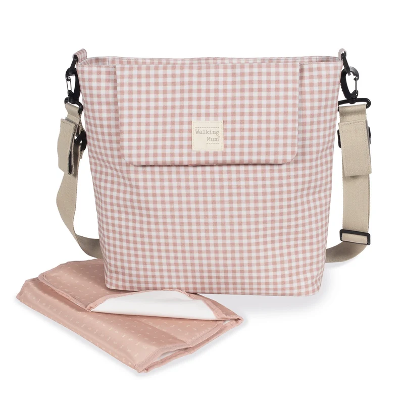Borsa fasciatoio I love Vichy Pink di Walking Mum, Bolsa Canasilla