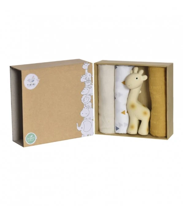 Set regalo mussole + sonaglio massaggiagengive giraffa