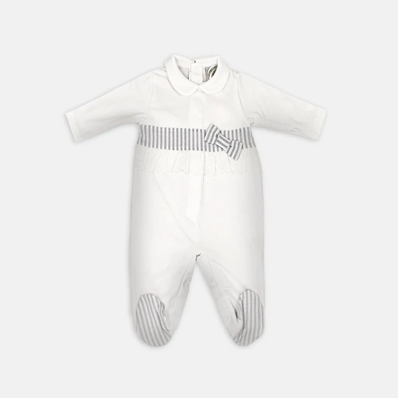 Tutina Neonata in cotone con fiocco e strisce, Ele Baby