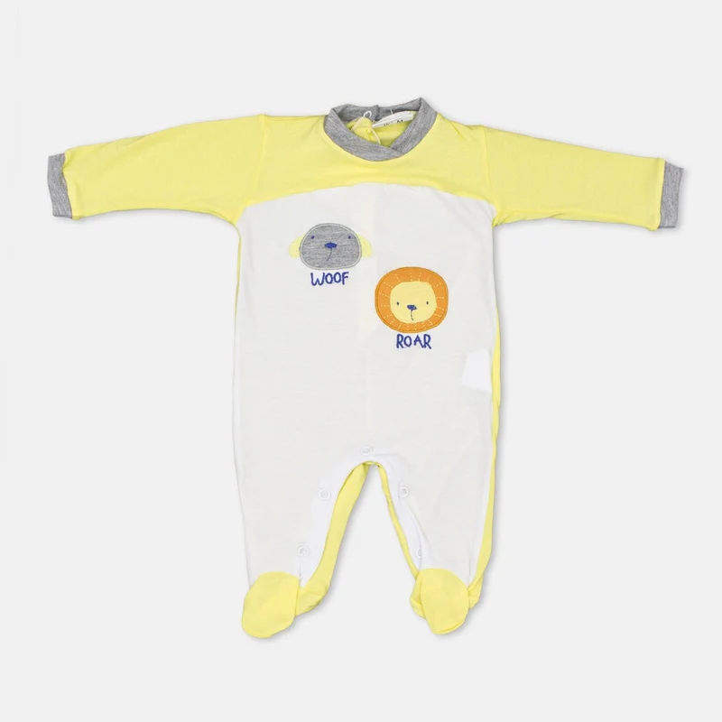 Tutina Neonato in Cotone Giallo Leoncino Pastello