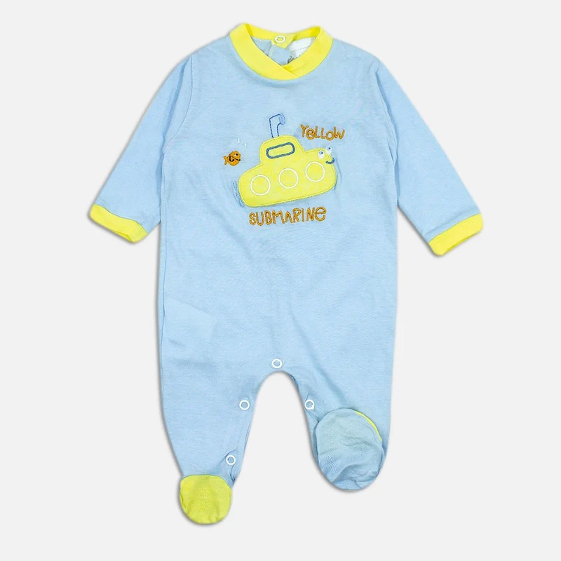 Tutina Neonato in Cotone Sottomarino Ricamato Pastello