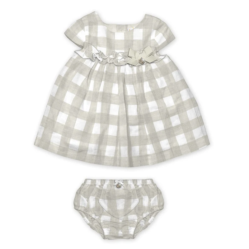 Vestito con Culotte Neonata in Cotone Quadretti Luglio