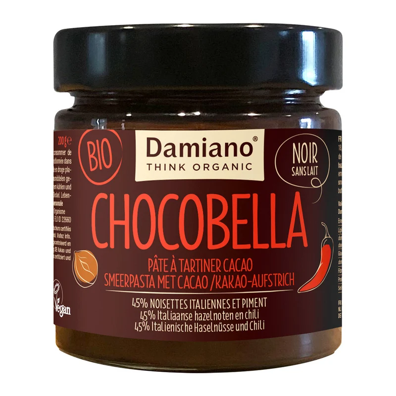 Damiano Chocobella Noir Crema Spalmabile Al Cacao E Peperoncino Bio 200g