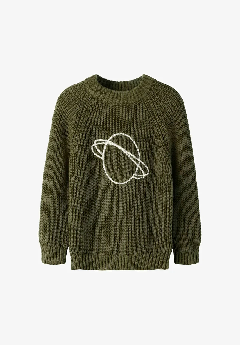 Maglione verde con pianeta