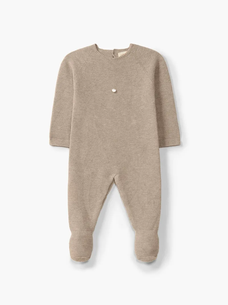 Tutina in filo di cotone - beige - 3 mesi
