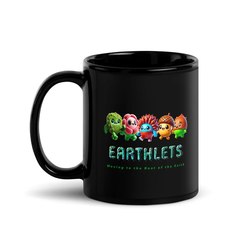 Earthlets Black Glossy Ceramic Mug