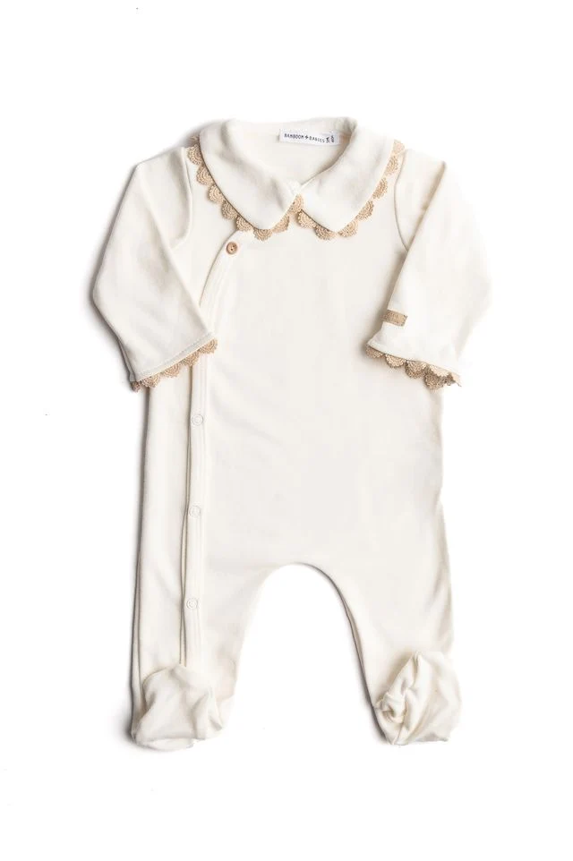 Tutina bimba natural white con colletto - tg. 3 mesi