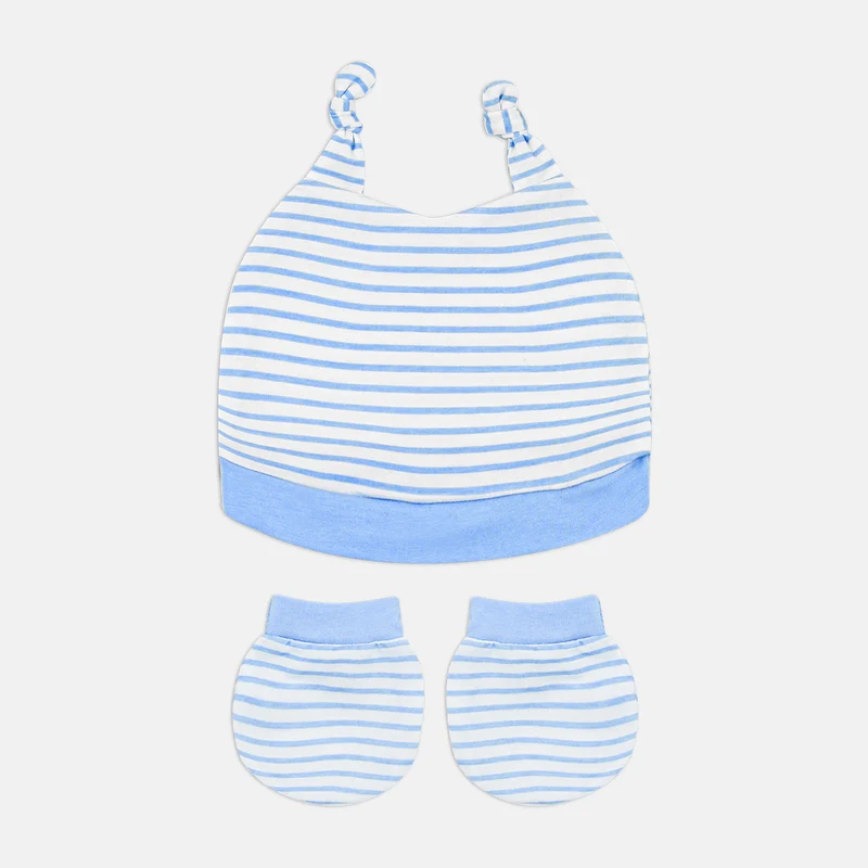 Cappellino + Muffole a Strisce Azzurro , Luglio