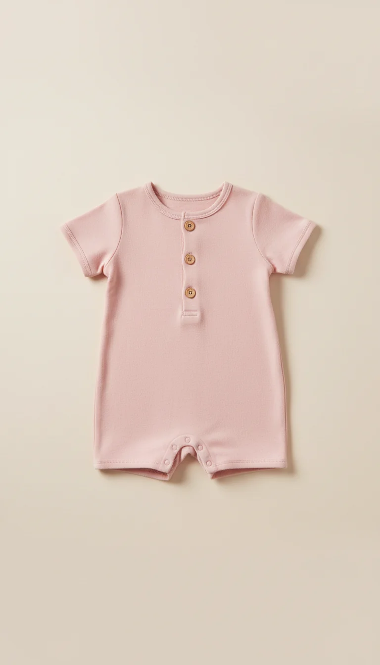 Romper Petal Pink con bottoni in legno