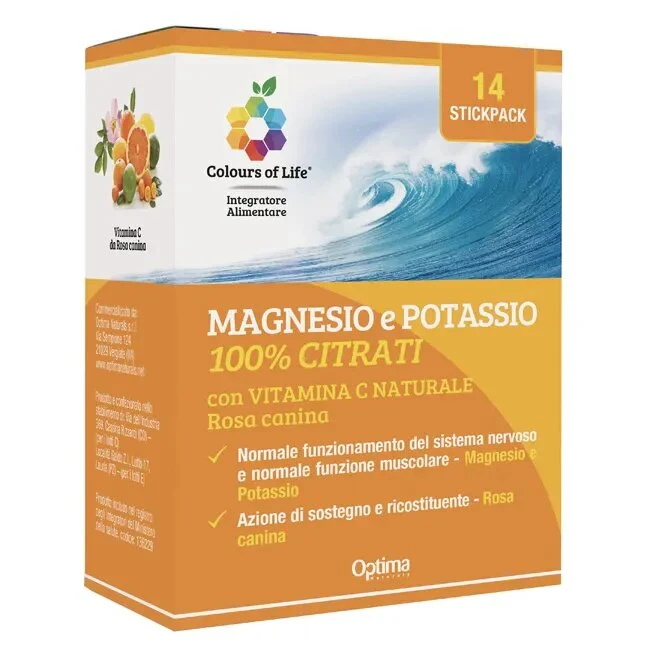 Colours Of Life Magnesio E Potassio 100% Citrati Con Vitamina C Naturale 14 Stickpack