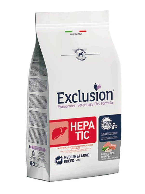 Exclusion Monoprotein Veterinary Diet Formula Hepatic Crocchette Suino/Riso/Piselli Cani Sacco 2kg