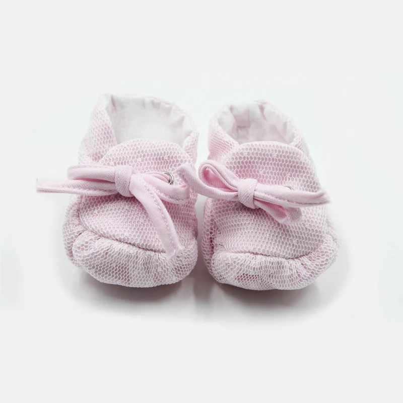 Scarpina Neonata In Micro Rete Rosa, Teneri E Belli