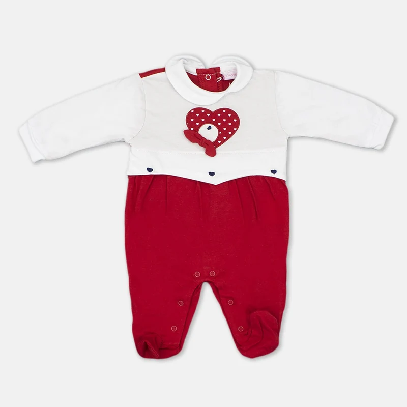 Tutina Neonata in Cotone Rossa Cuore