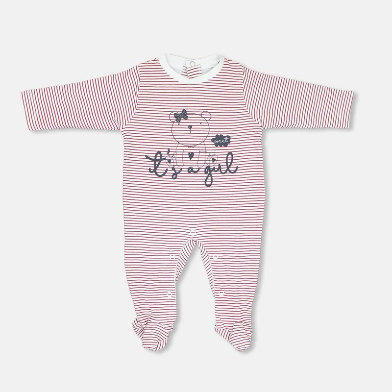 Tutina Neonata in Cotone Righe Orsetto