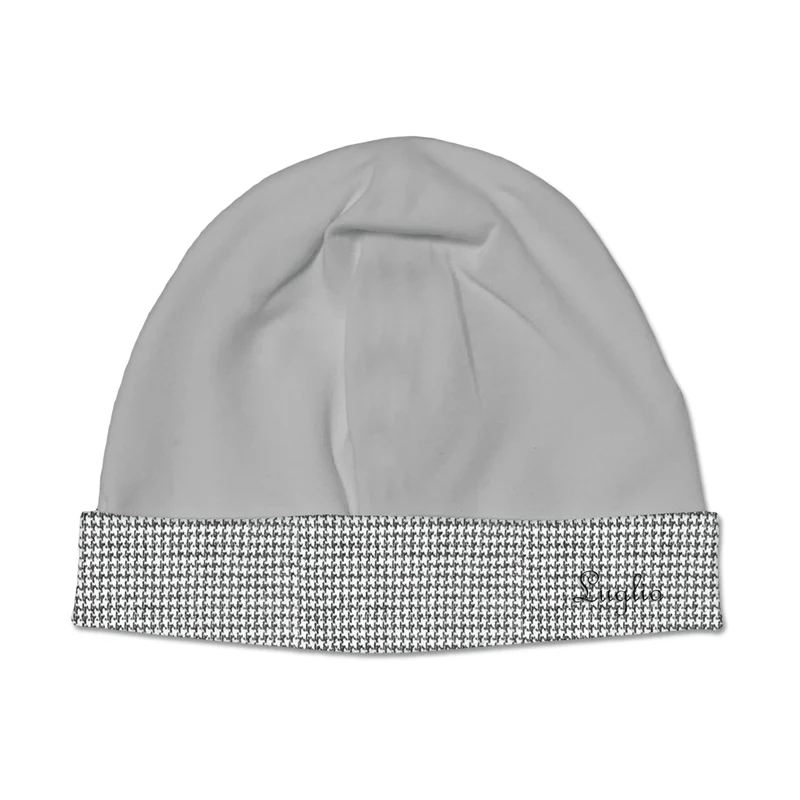 Cappello Maschietto In Ciniglia Grigio Con Fascia In Pied De Poule, Luglio