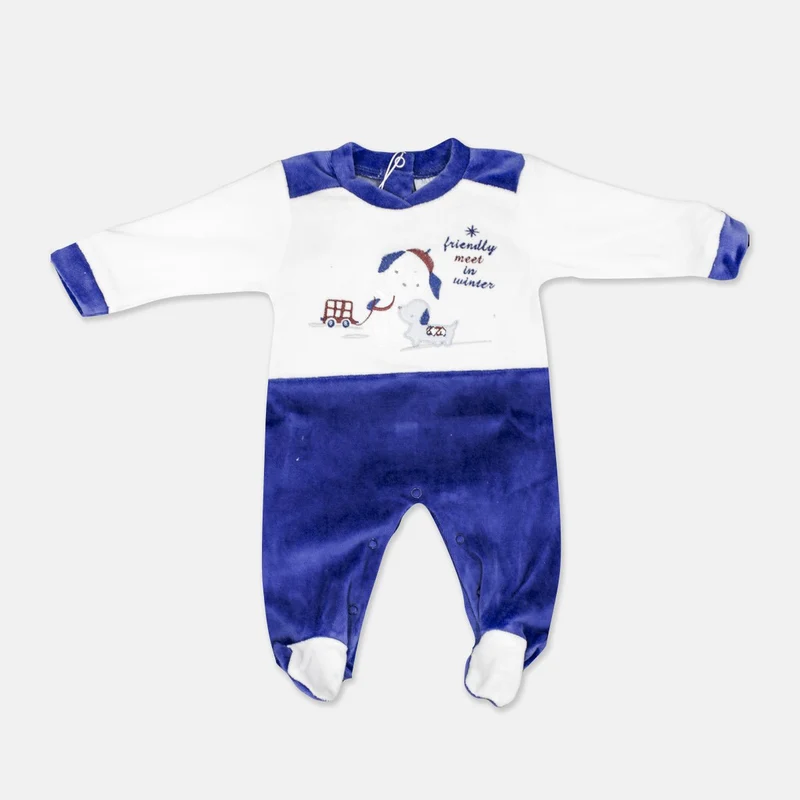 Tutina Neonato in Ciniglia Ricamo Volpe