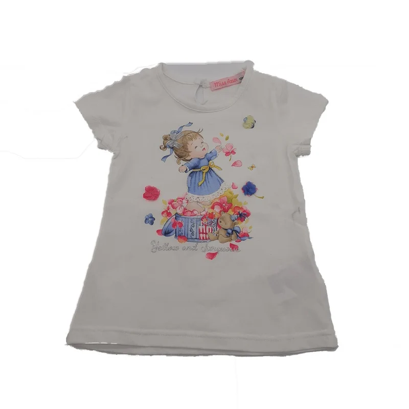 T-Shirt Neonato in Cotone panna Stampa di cuoricini