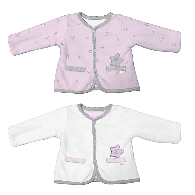 Giacca Femminuccia Reversibile Rosa Con Stelle Disegnate Luglio Lu855