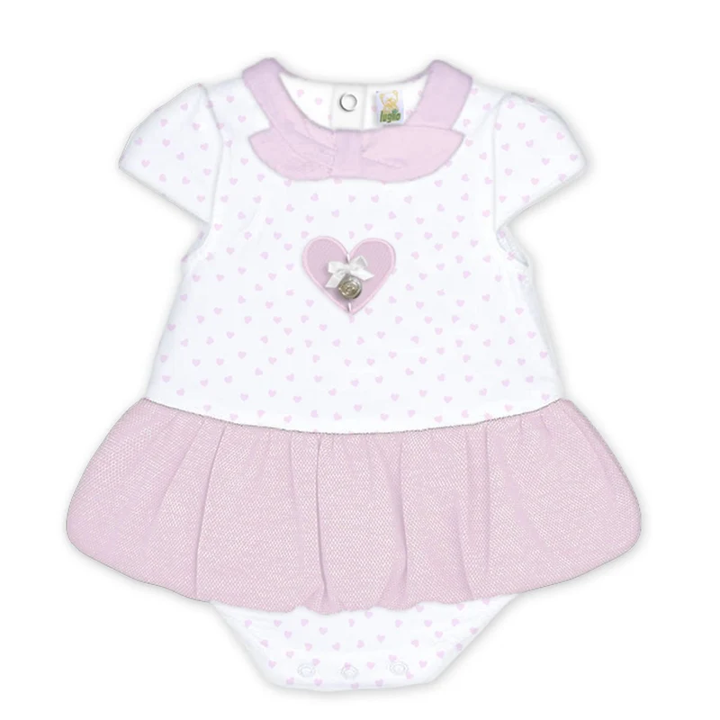 Vestitino a Pagliaccetto Neonata in Cotone con Cuori