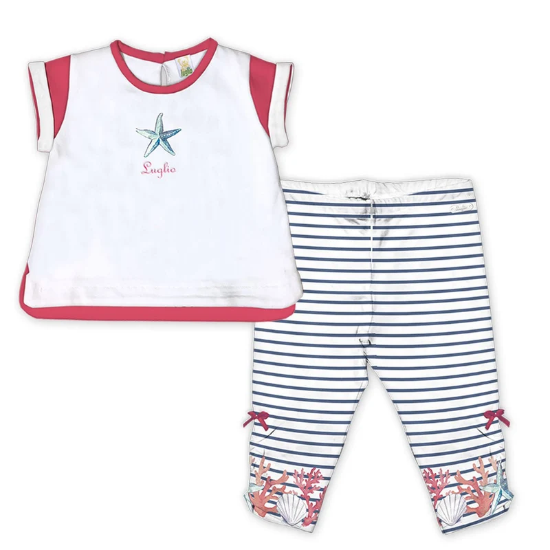 Completino Neonata T-Shirt con Leggings Corallo Costiera Luglio