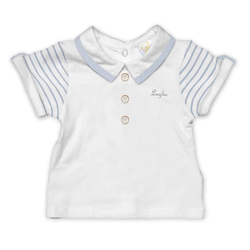 Polo Neonato in Cotone Cielo A Righe Luglio
