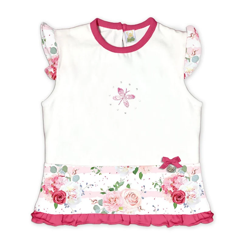 Vestitino Neonata in Cotone Fucsia Fantasia Floreale Luglio
