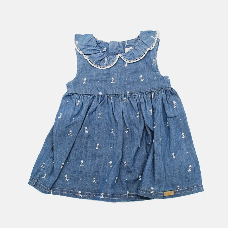 Vestitino di Jeans Con Giraffe Disegnate Mayoral