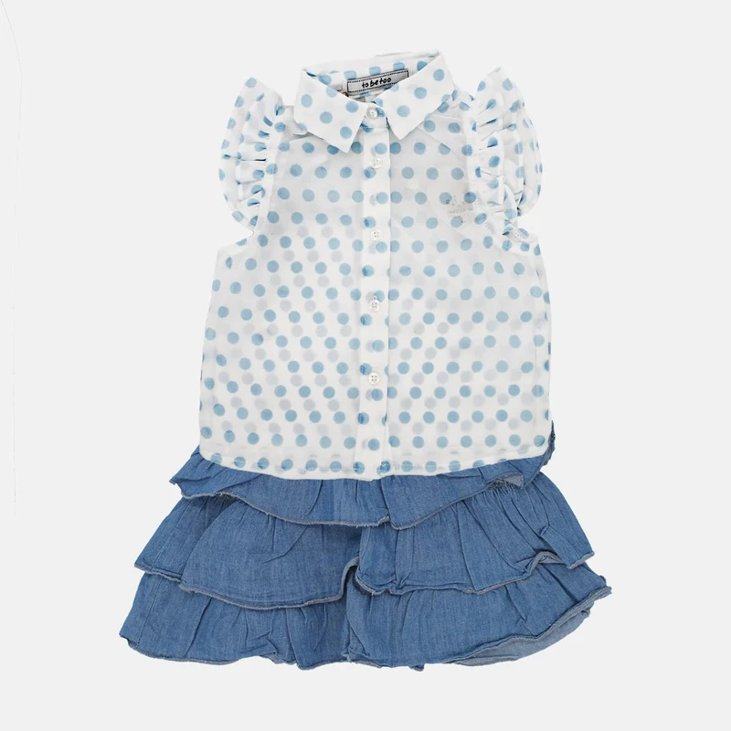 Completino Neonata Camicia + Gonna Jeans Luglio