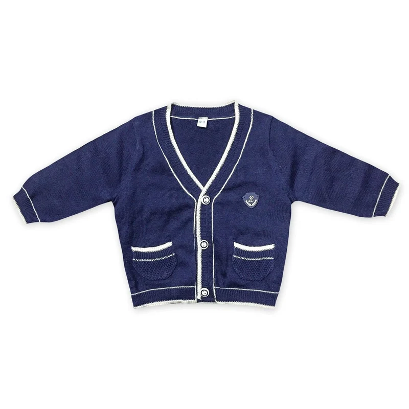 Cardigan Neonato In Cotone blu Con Ricamo Marinaretto Luglio