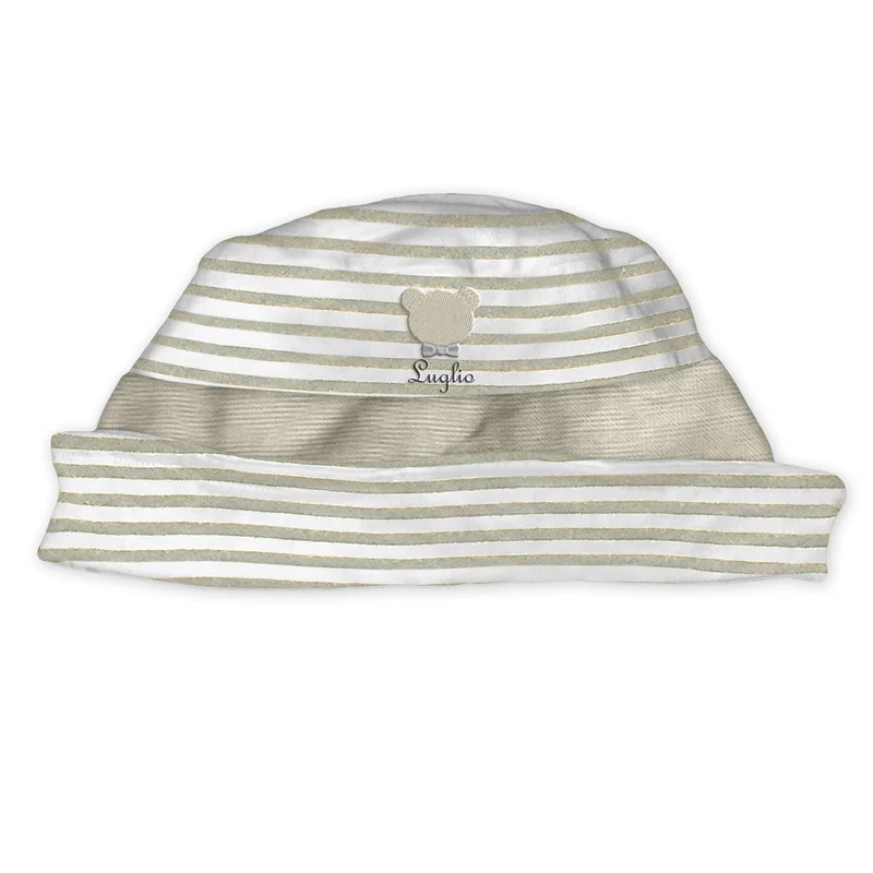 Cappello Neonato in Cotone Tortora con Orsetto, Luglio