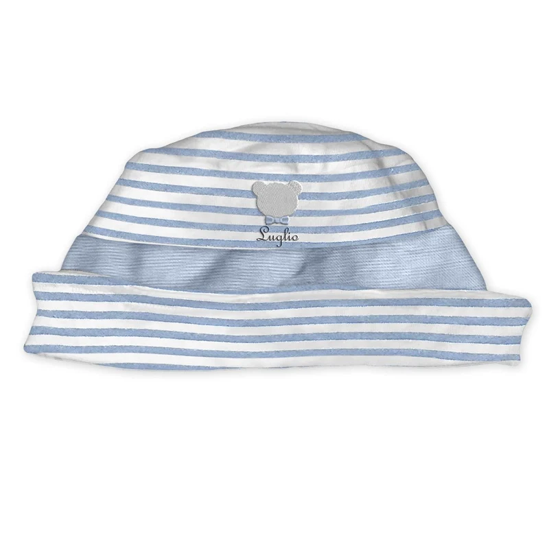 Cappello Neonato in Cotone Cielo con Orsetto, Luglio