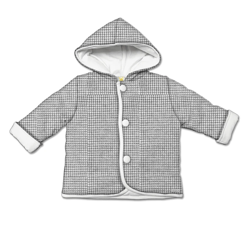 Giacca Neonato In Caldo Cotone Imbottito Panna Fantasia Pied De Poule