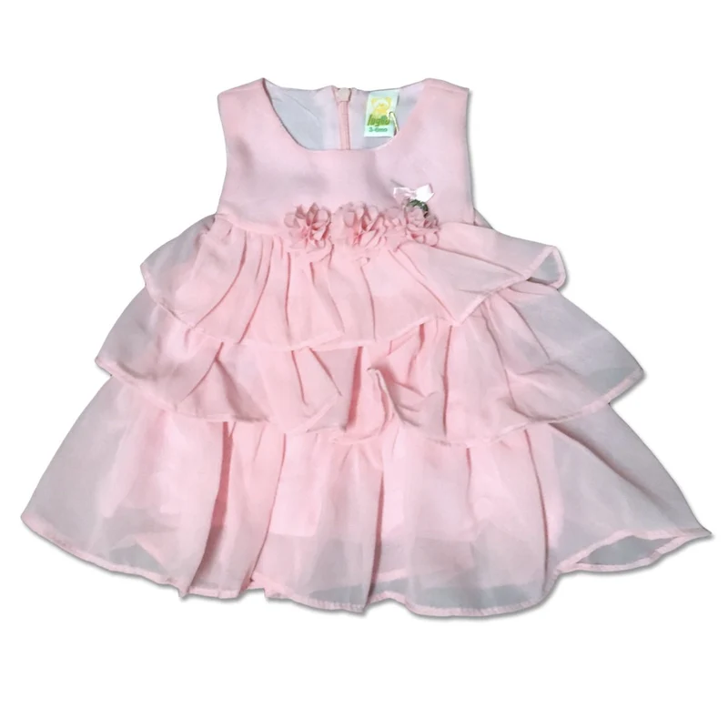 Vestitino Neonata In Cotone Rosa Con Targhetta Applicata Luglio Lu813