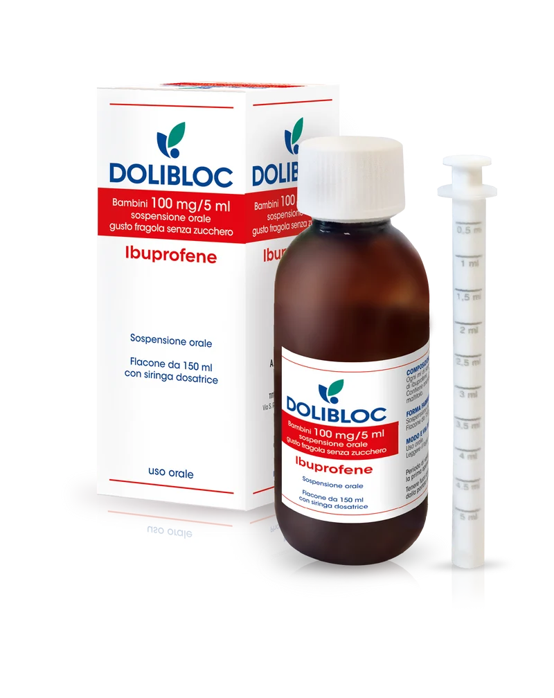 Dolibloc Bambini Sospensione Orale Gusto Fragola Senza Zucchero 150ml 100mg/5ml