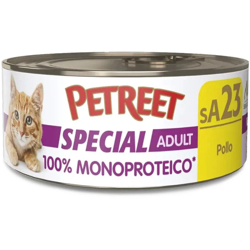 Petreet Monoproteico Pollo Cibo Umido Gatto Adulto Barattolo 60g